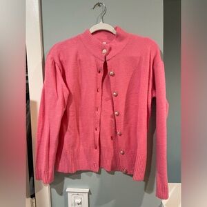 Pink cardigan with pearl buttons